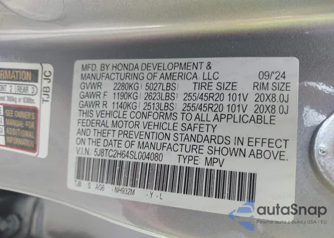 2025 Acura Rdx A-Spec Package from USA, damaged, VIN 5J8TC2H64SL004080